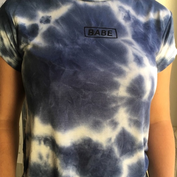 Blue Tie Dye “Babe” Tee - Picture 2 of 4